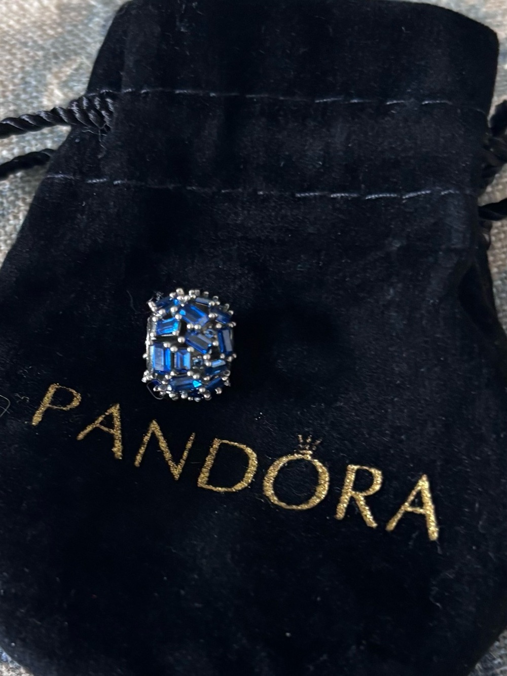 Pandora Blue Baguette Crystal Charm